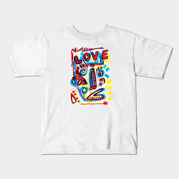 LOVE FACE Kids T-Shirt by Angel Rivas